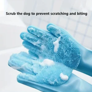 Silicone Pet Grooming & Bathing Gloves for Dogs & Cats